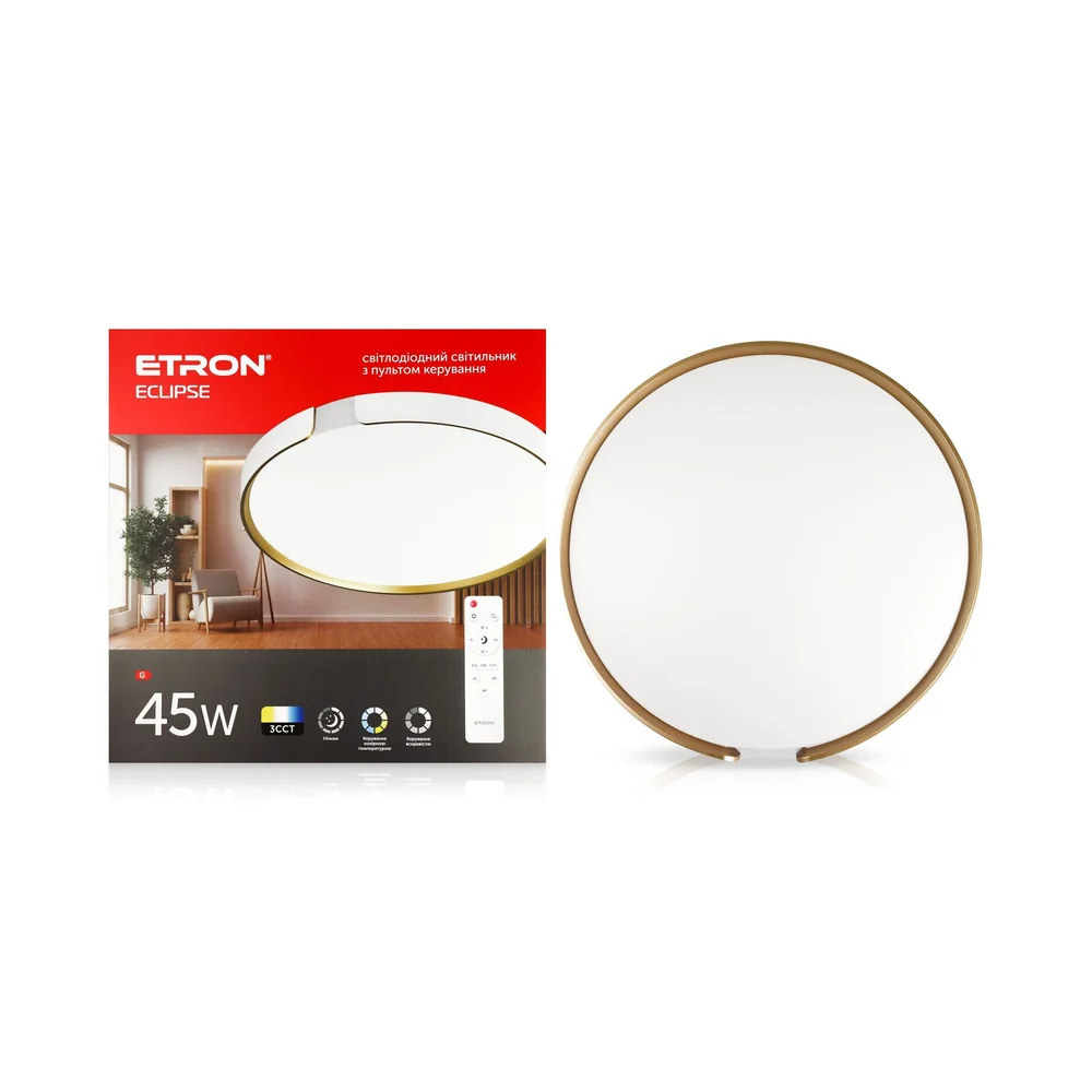 Світлодіодний світильник з пультом ETRON Smart ECLIPSE 1-ESP-2009 45W gold&white IP20