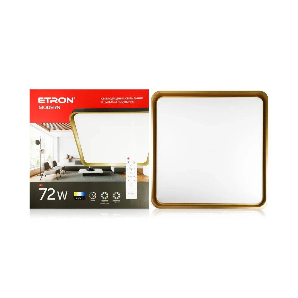 Світлодіодний світильник з пультом ETRON Smart MODERN 1-ESP-2058 72W gold&black IP20