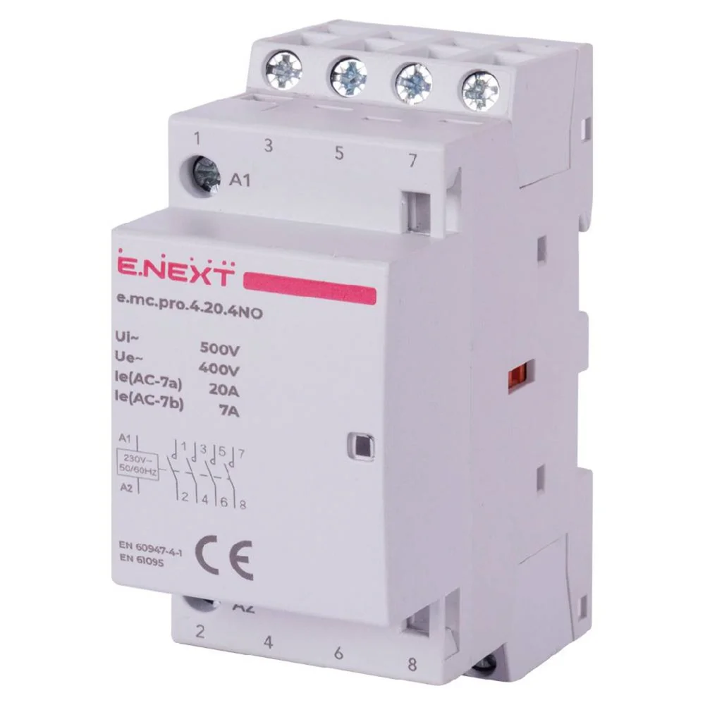 Модульний контактор e.mc.pro.4.20.4NO, 4р, 20А, 4NO, 220В