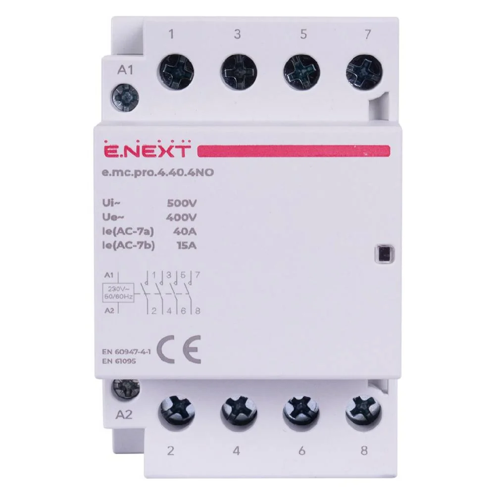 Модульний контактор e.mc.pro.4.40.4NO, 4р, 40А, 4NO, 220В
