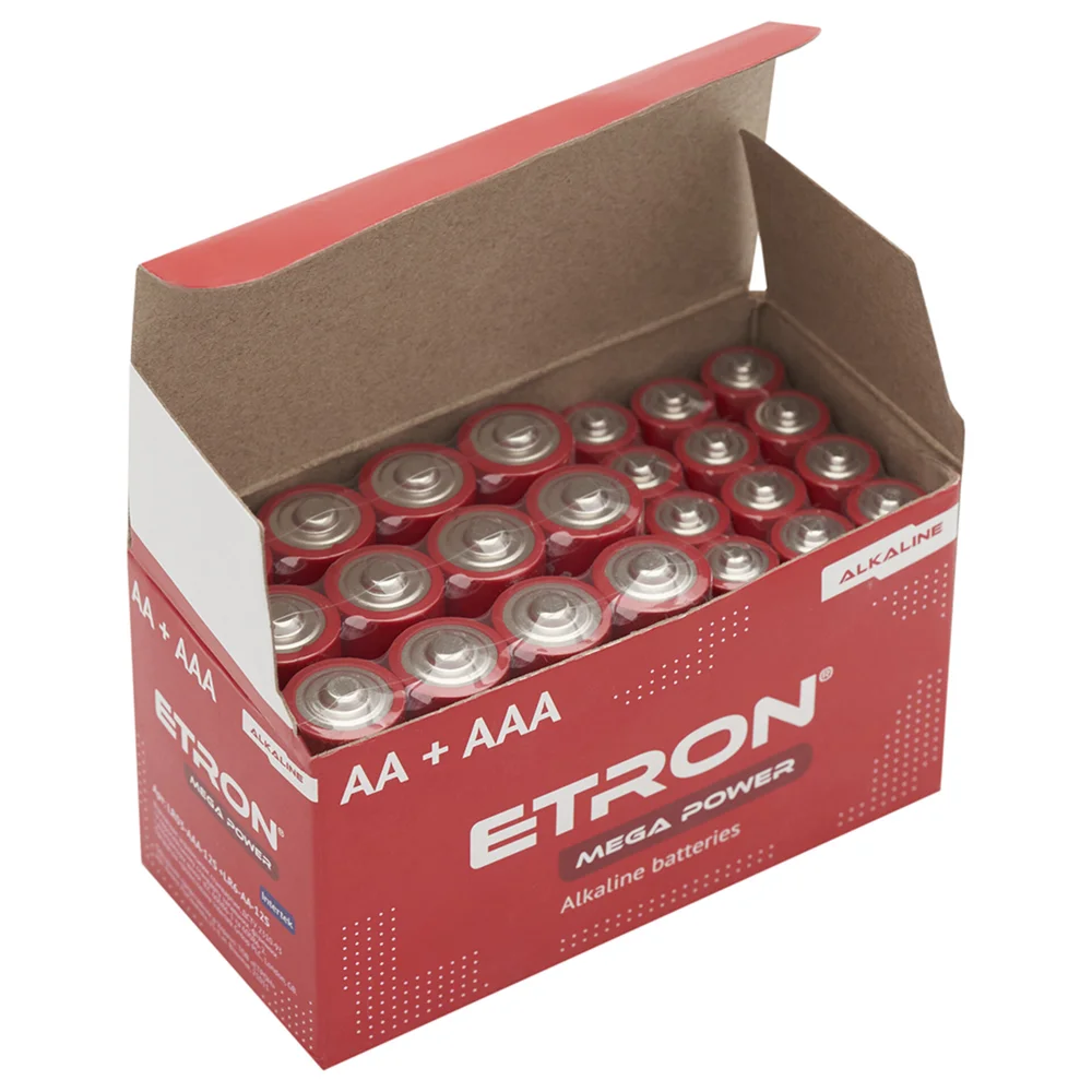 Набір батарейок ETRON Alkaline AA (LR6) і AAA (LR03) лужні 12 + 12 шт