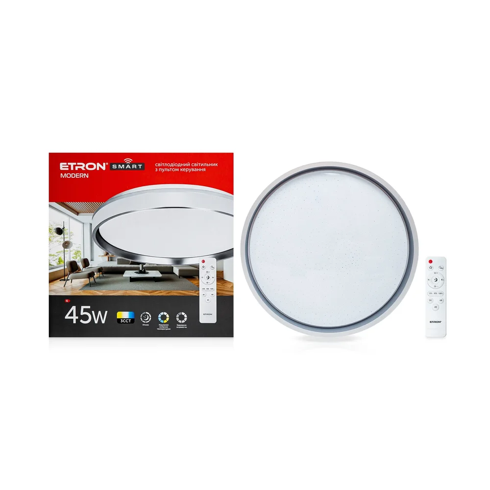 Світильник світлодіодний Smart ETRON 1-ESP-2013 45W MODERN silver&white IP20