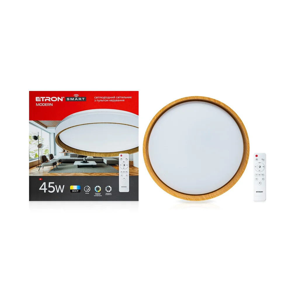 Світильник світлодіодний Smart ETRON 1-ESP-2014 45W MODERN wood&white IP20