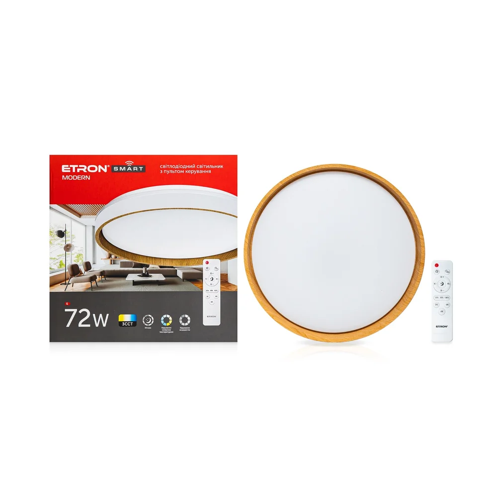 Світильник світлодіодний Smart ETRON 1-ESP-2064 72W MODERN wood&white IP20